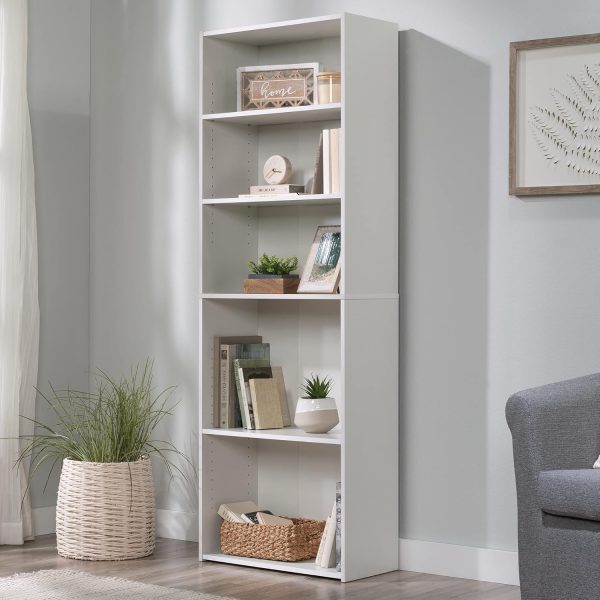 5-Shelf Bookcase, Bookshelf with Adjustable Storage Shelves, L: 24.57" x W: 11.50" x H: 71.18", Soft White